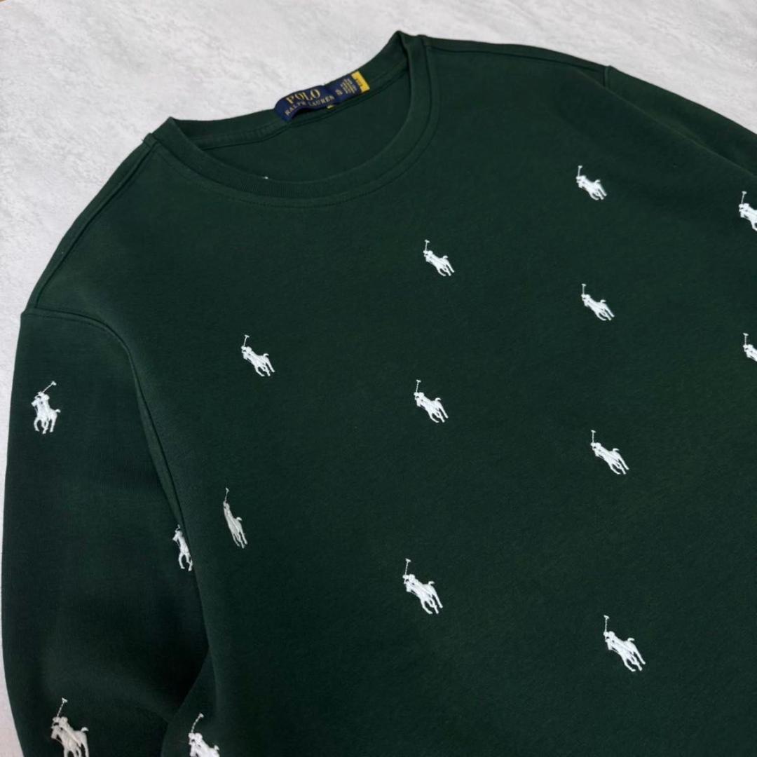 ラルフローレン 刺繍 総柄 XL スウェット トレーナー グリーン系 現行タグ