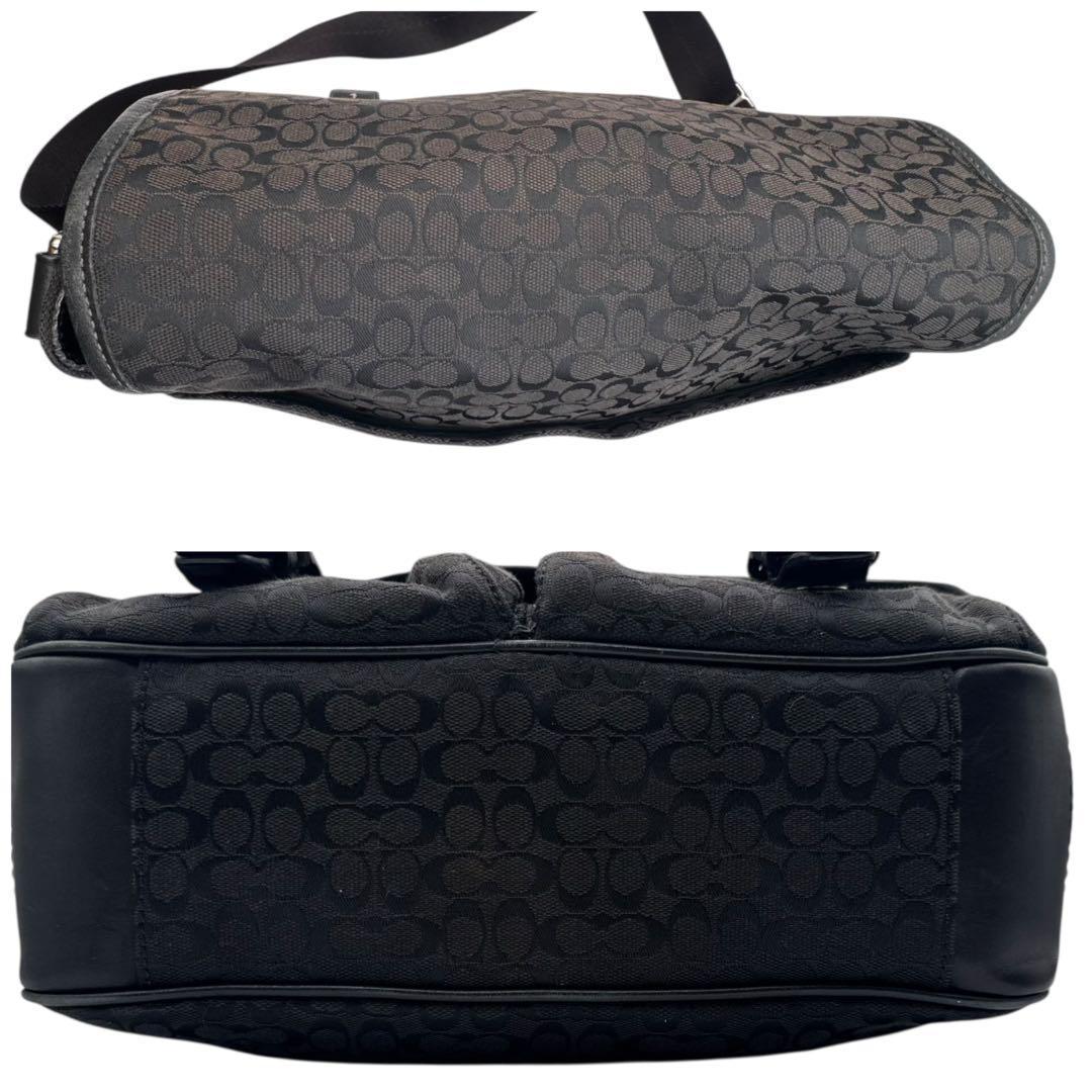 COACH コーチ メッセンジャーバッグ シグネチャー キャンバス 黒 斜めがけ