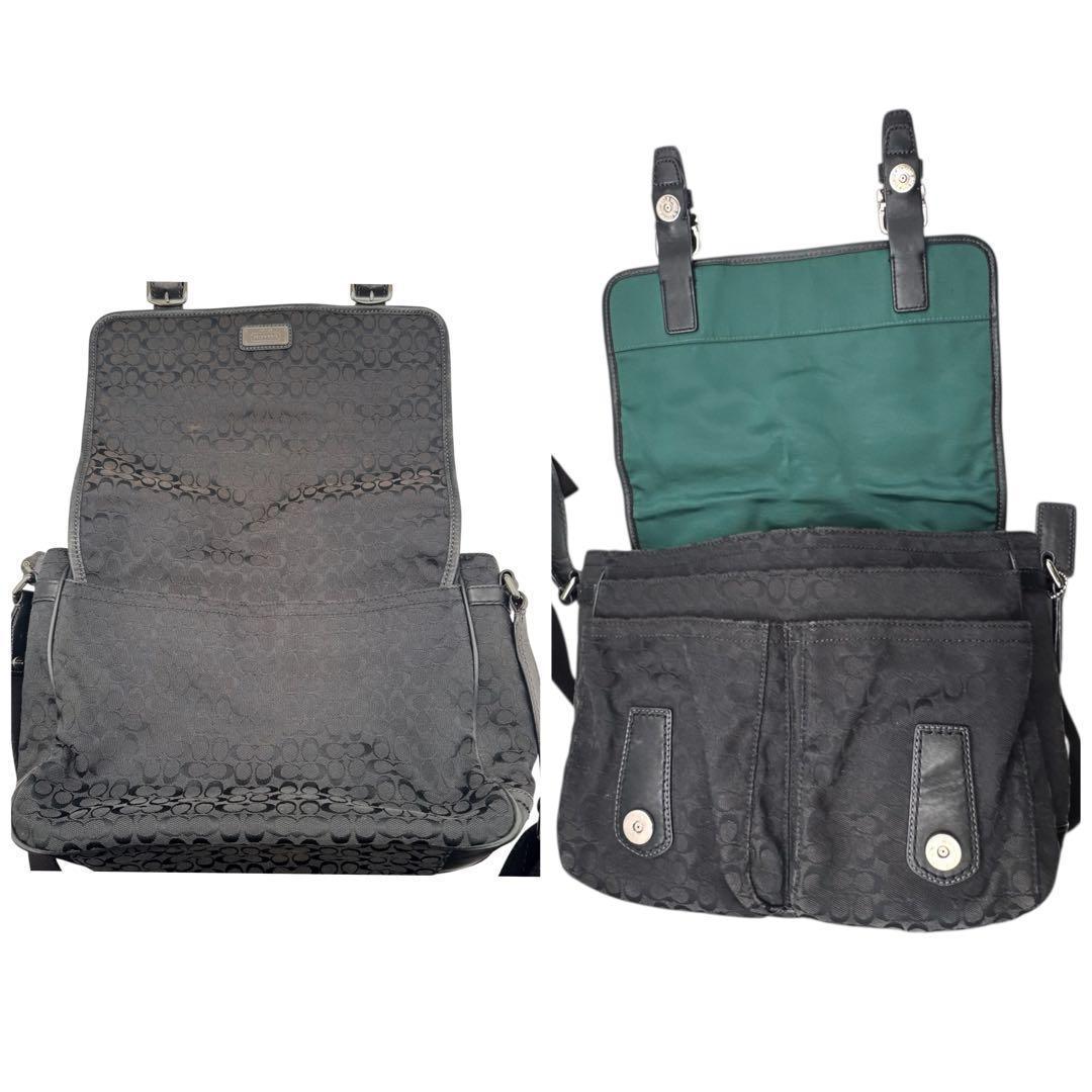 COACH コーチ メッセンジャーバッグ シグネチャー キャンバス 黒 斜めがけ