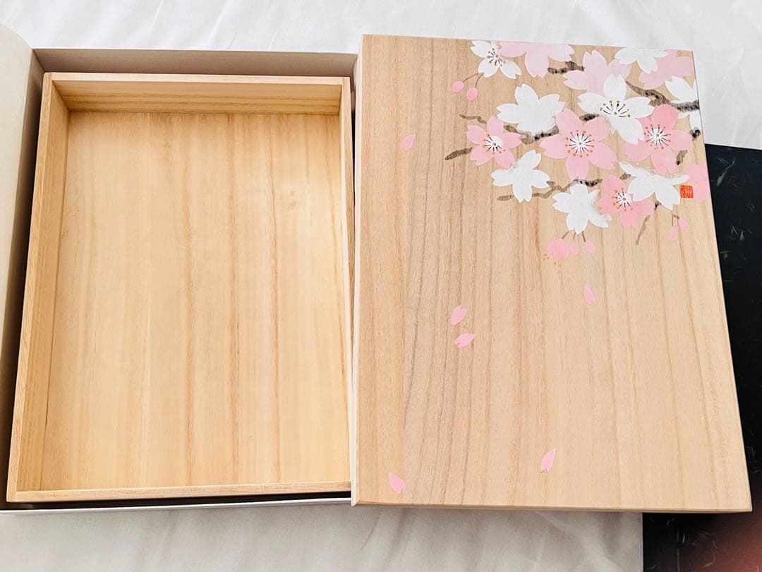 新品　鳩居堂　足立真瑚　綺羅　桐箱　4点　さくら　葡萄　向日葵　しだれ桜