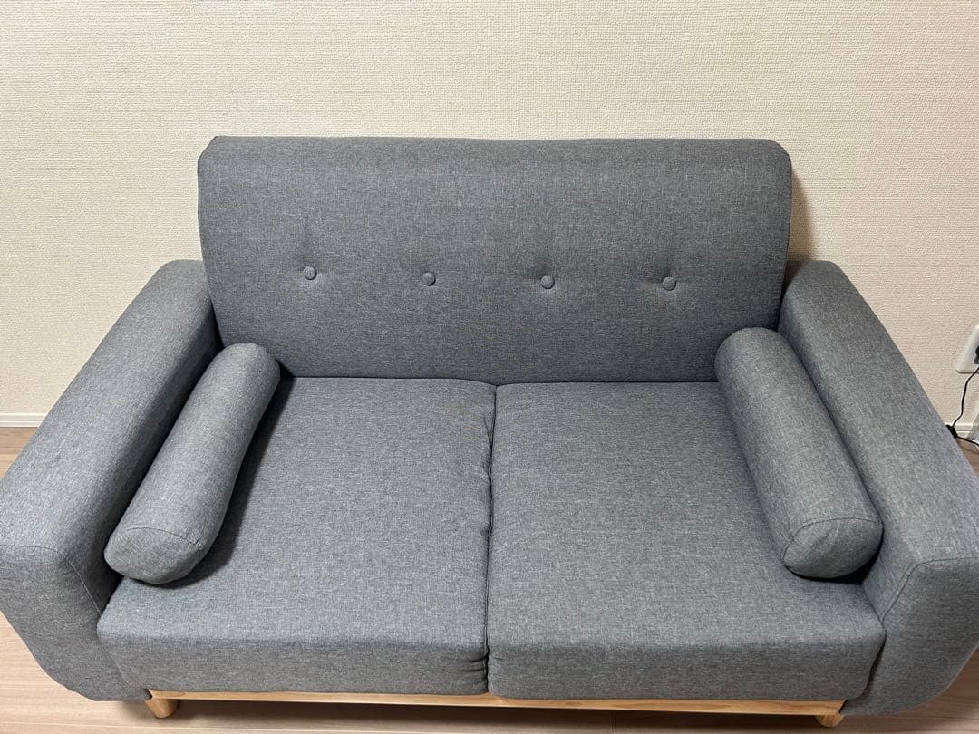 【美品】(2024年10月購入 )2人掛けナチュラルソファ グレー モダン