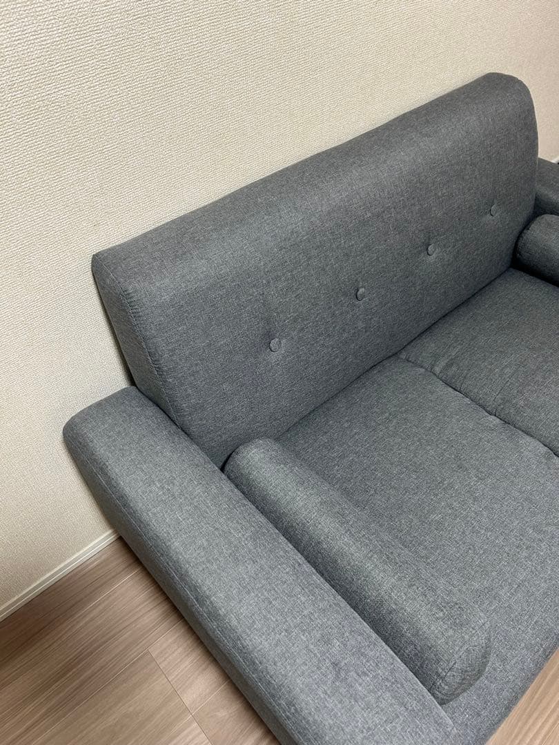 【美品】(2024年10月購入 )2人掛けナチュラルソファ グレー モダン