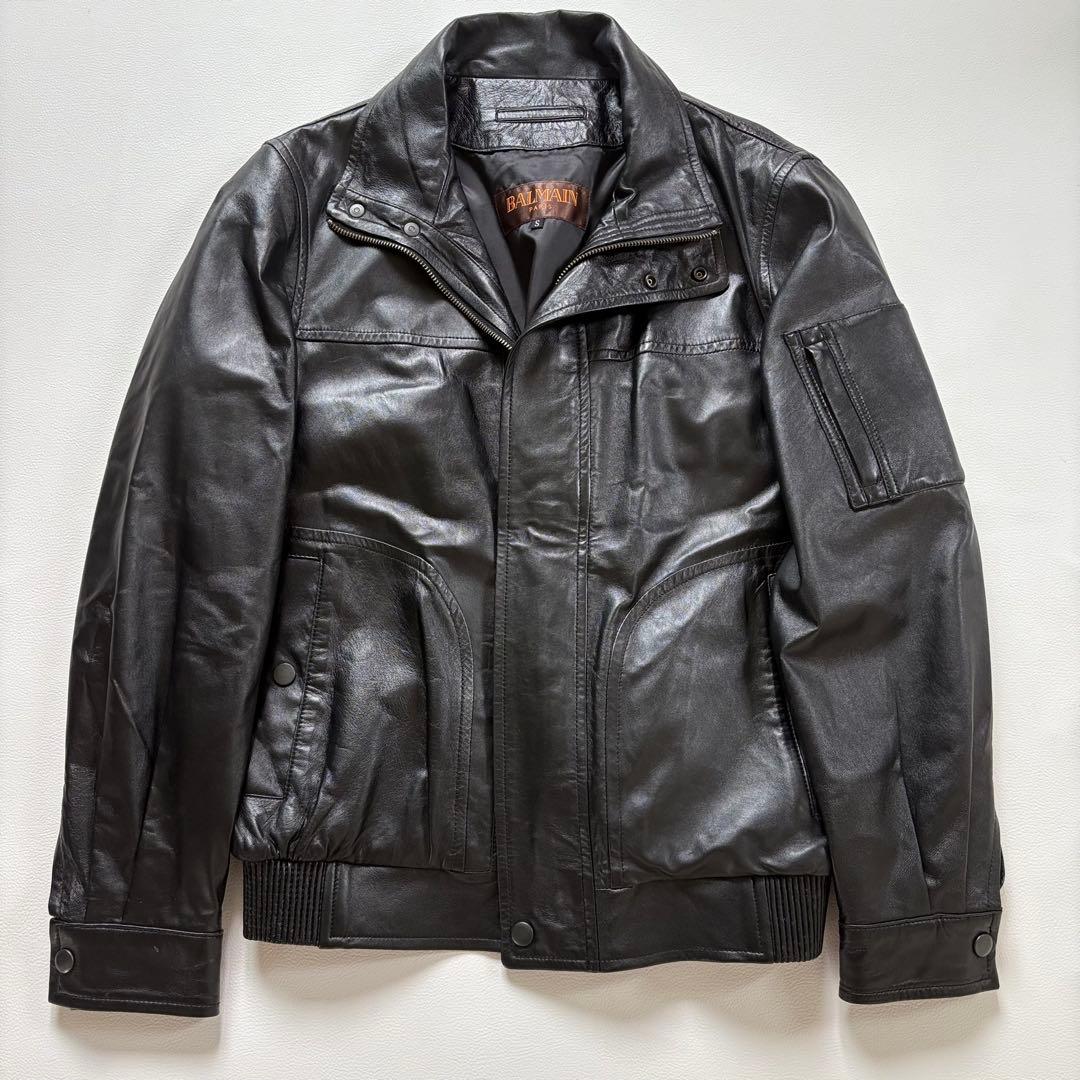 【極美品】BALMAIN PARIS ラムレザー ジャケット M ブラック