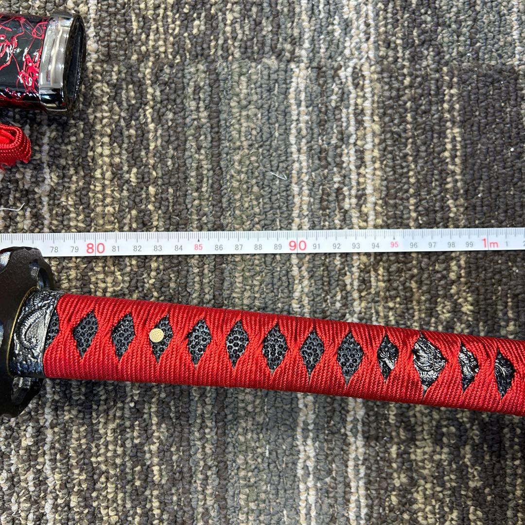 ジ*ム様 1113 模造刀 赤 レッド 約1m5cm アンティーク 美術品 舞踏