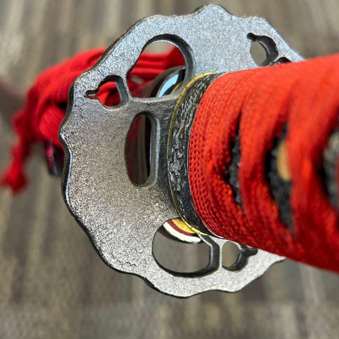 ジ*ム様 1113 模造刀 赤 レッド 約1m5cm アンティーク 美術品 舞踏