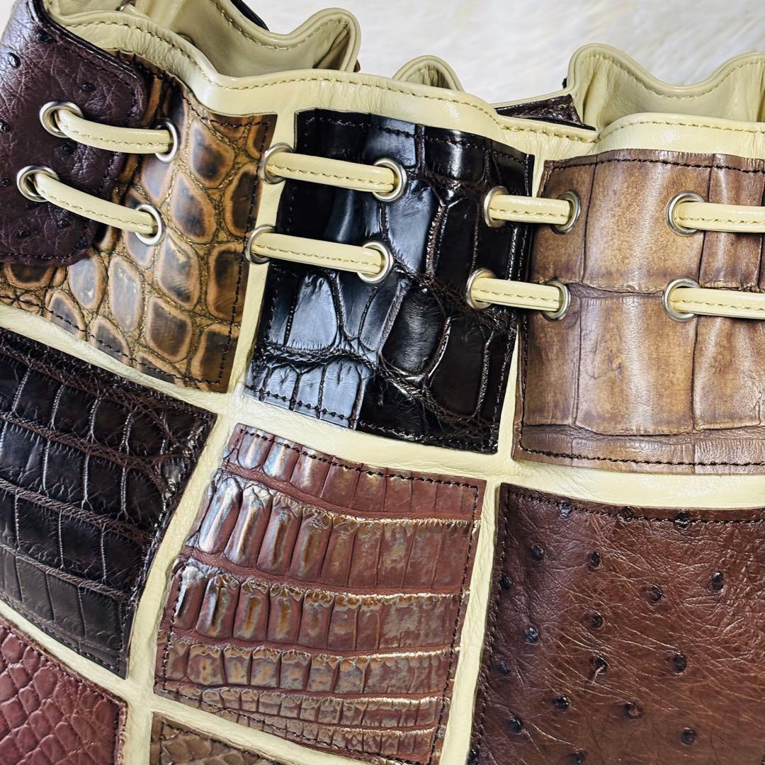 JRA クロコダイル　ハンドバッグ　オーストリッチ　ラージクロコ　スモールクロコ