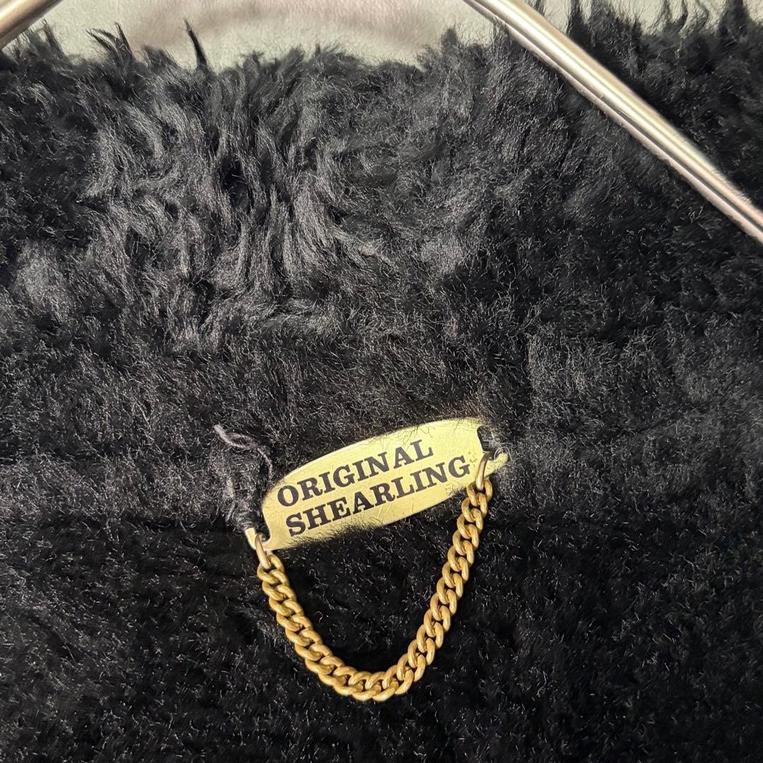 極上 イタリア製 リアル ムートン コート 黒 本革 shearling