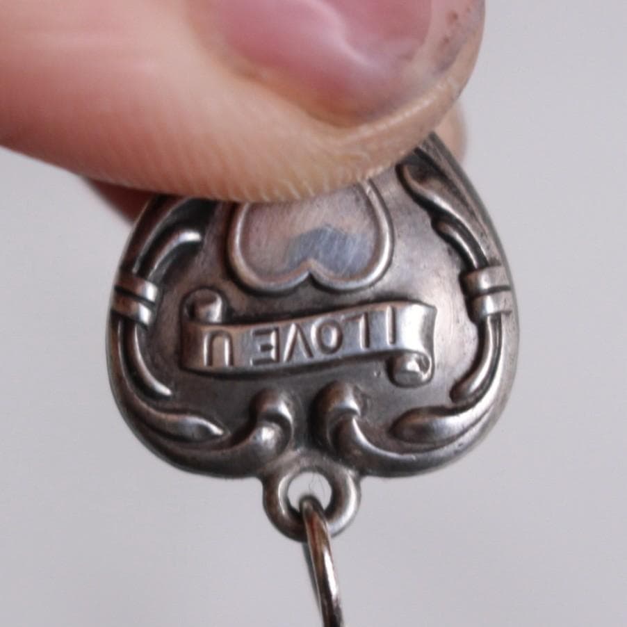 40s　スウィートハートジュエリー　シルバー　ギフトに　ILOVEU　古着に