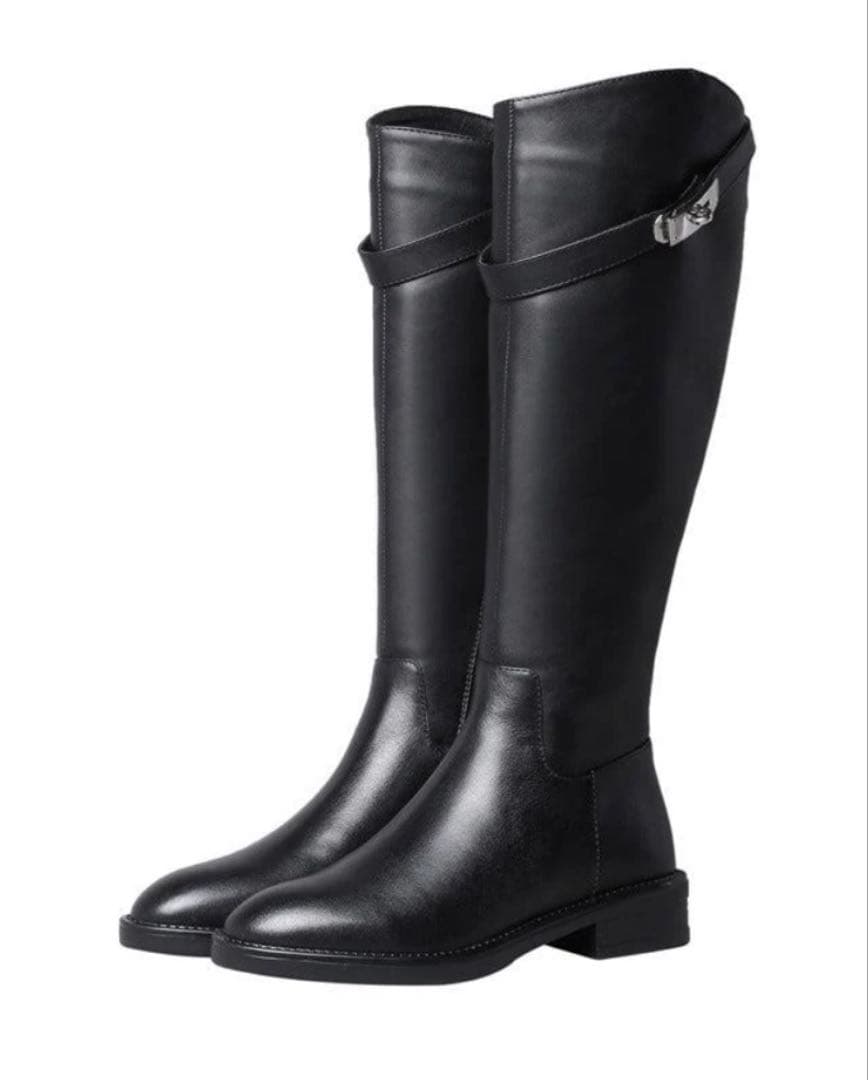 ジョッキーブーツ ジャンピング ケリー金具 ロングブーツ ブラック　24.0