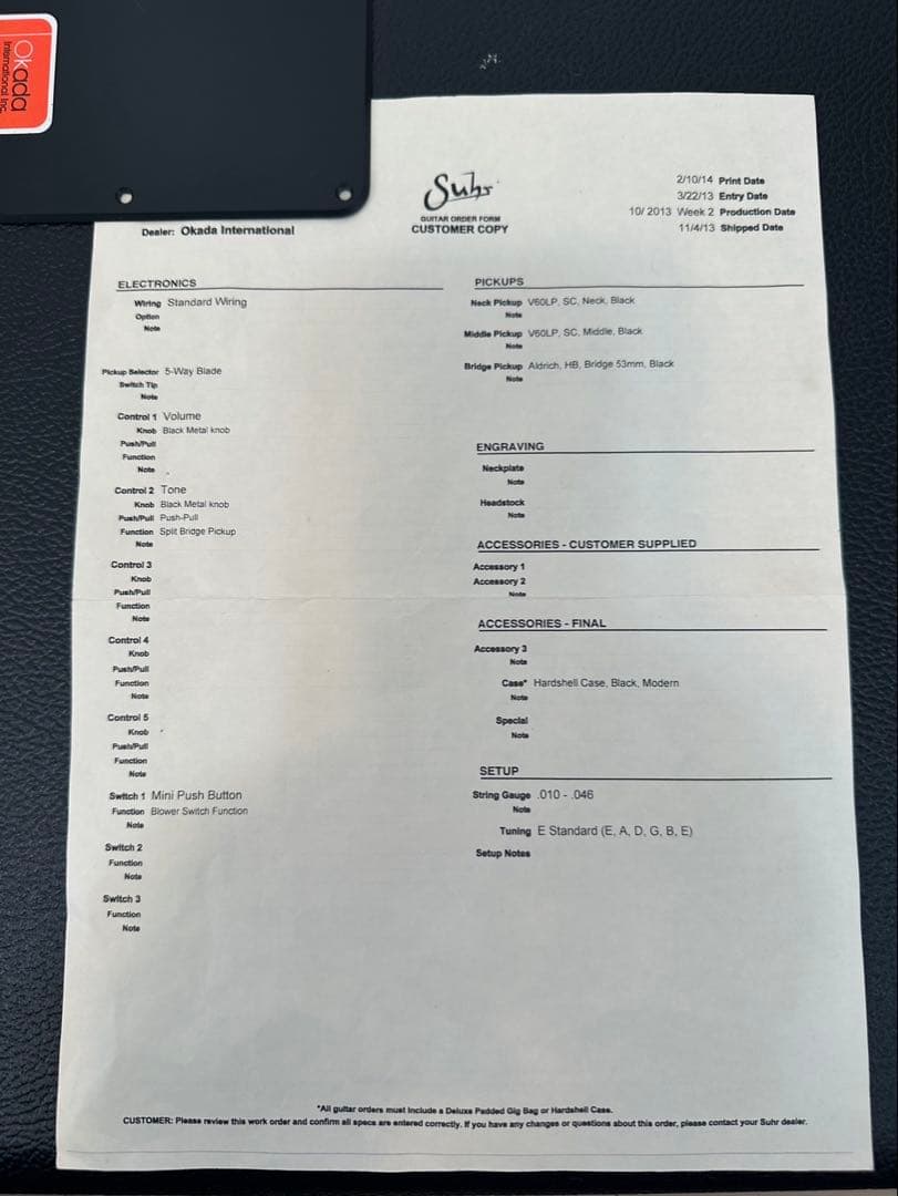 Suhr Modern 2014年製　オーダー品【美品】