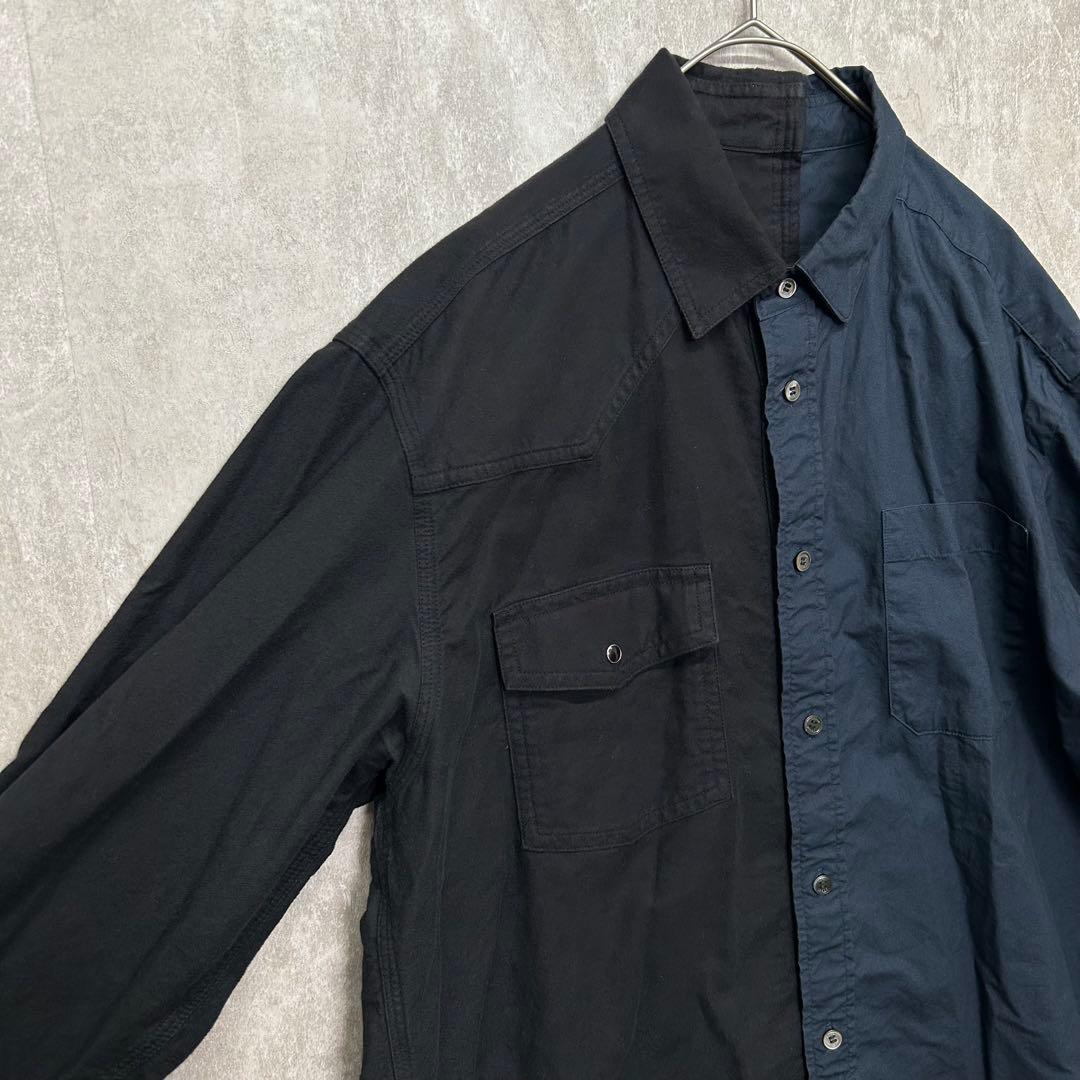 sacai サカイ コットンアシンメトリーシャツ ドッキング