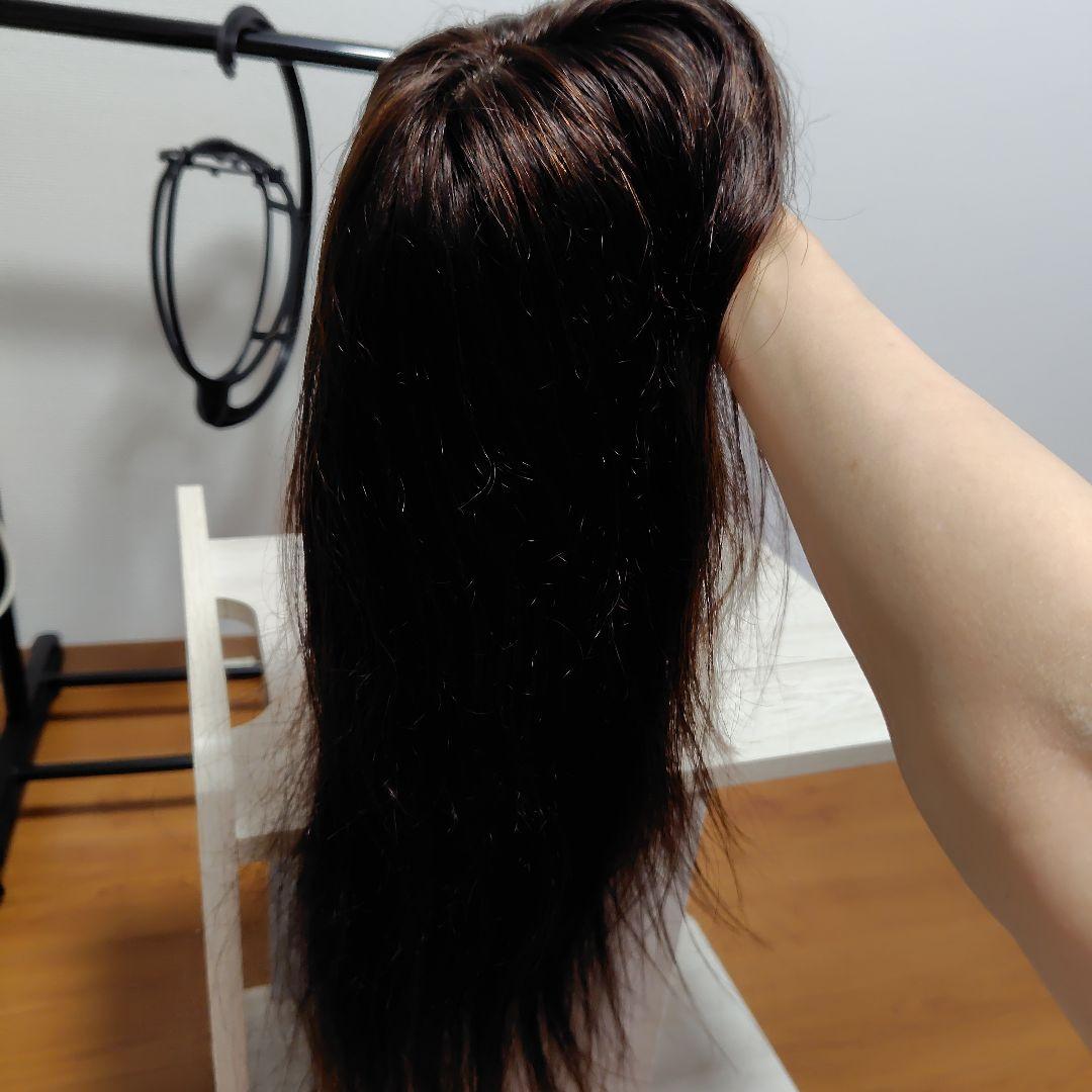 Sサイズ　新世界　ダークブラウン ロング　人毛100%　総手植　ウィッグ