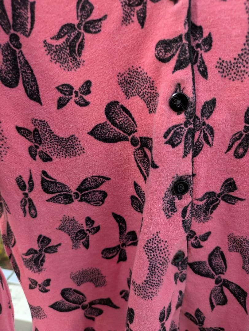 アンナモリナーリ リボン柄 長袖カーディガン レーヨン ピンク Mサイズ