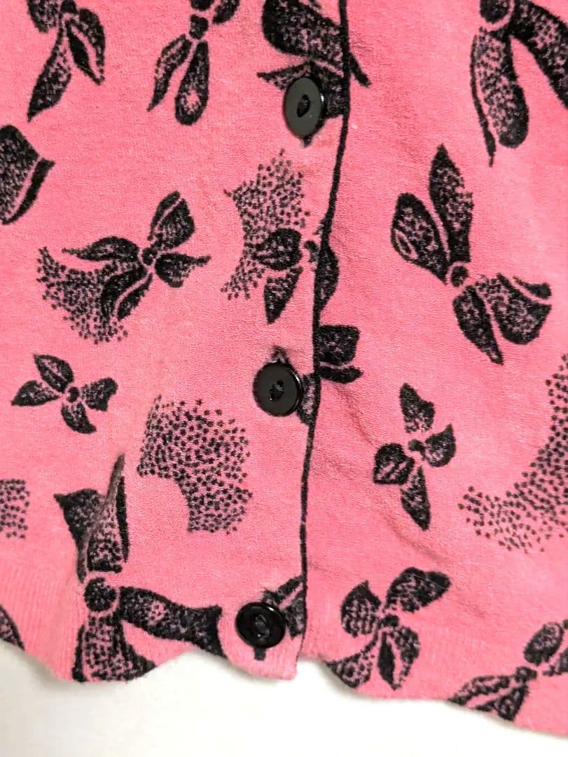 アンナモリナーリ リボン柄 長袖カーディガン レーヨン ピンク Mサイズ