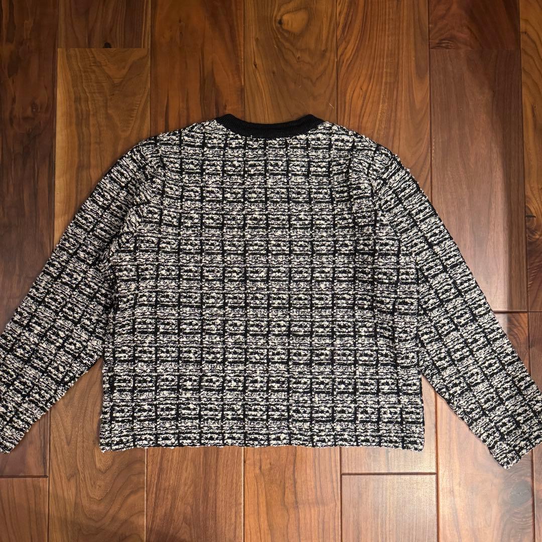 【北欧、暮らしの道具店】ツイード柄のニットジャケット　ブラック