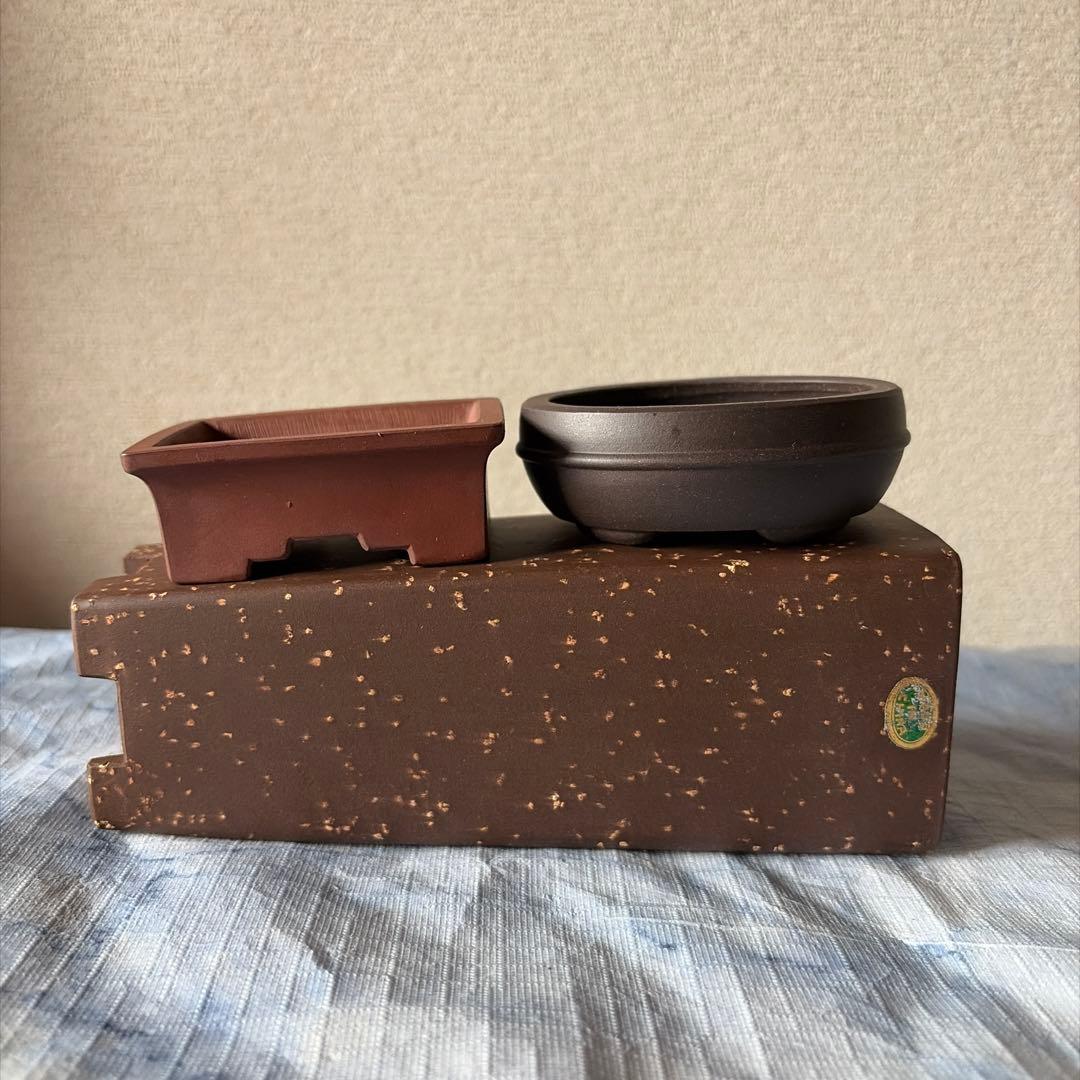 中国宜興　植木鉢　朱泥　黒泥　中国　アンティーク　China