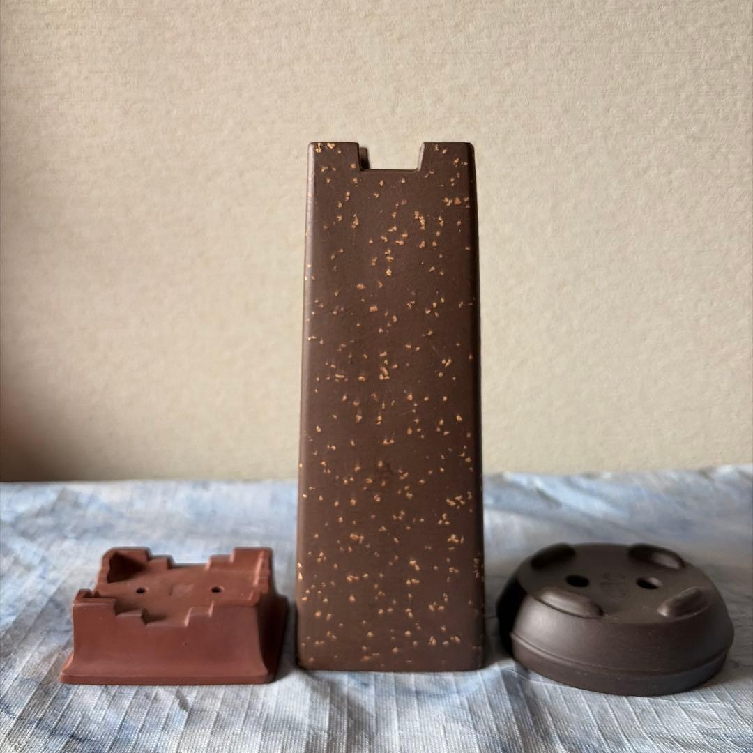 中国宜興　植木鉢　朱泥　黒泥　中国　アンティーク　China