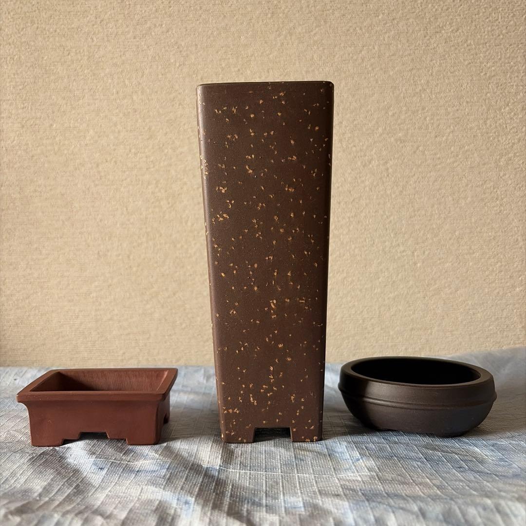 中国宜興　植木鉢　朱泥　黒泥　中国　アンティーク　China