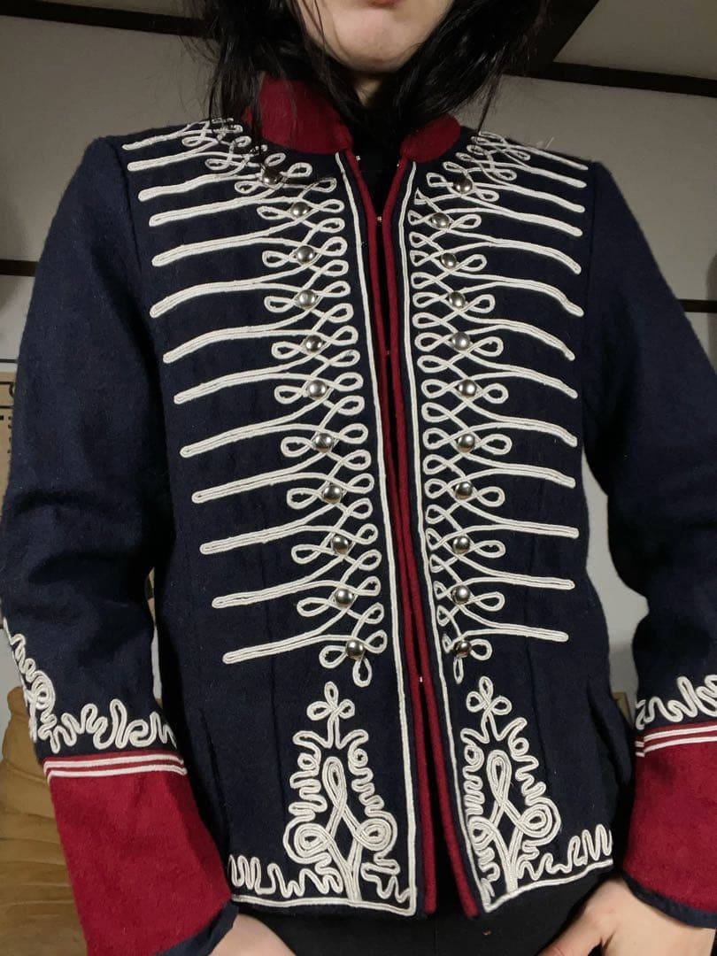 ヴィンテージ ナポレオン ミリタリージャケット ネイビー×ボルドー