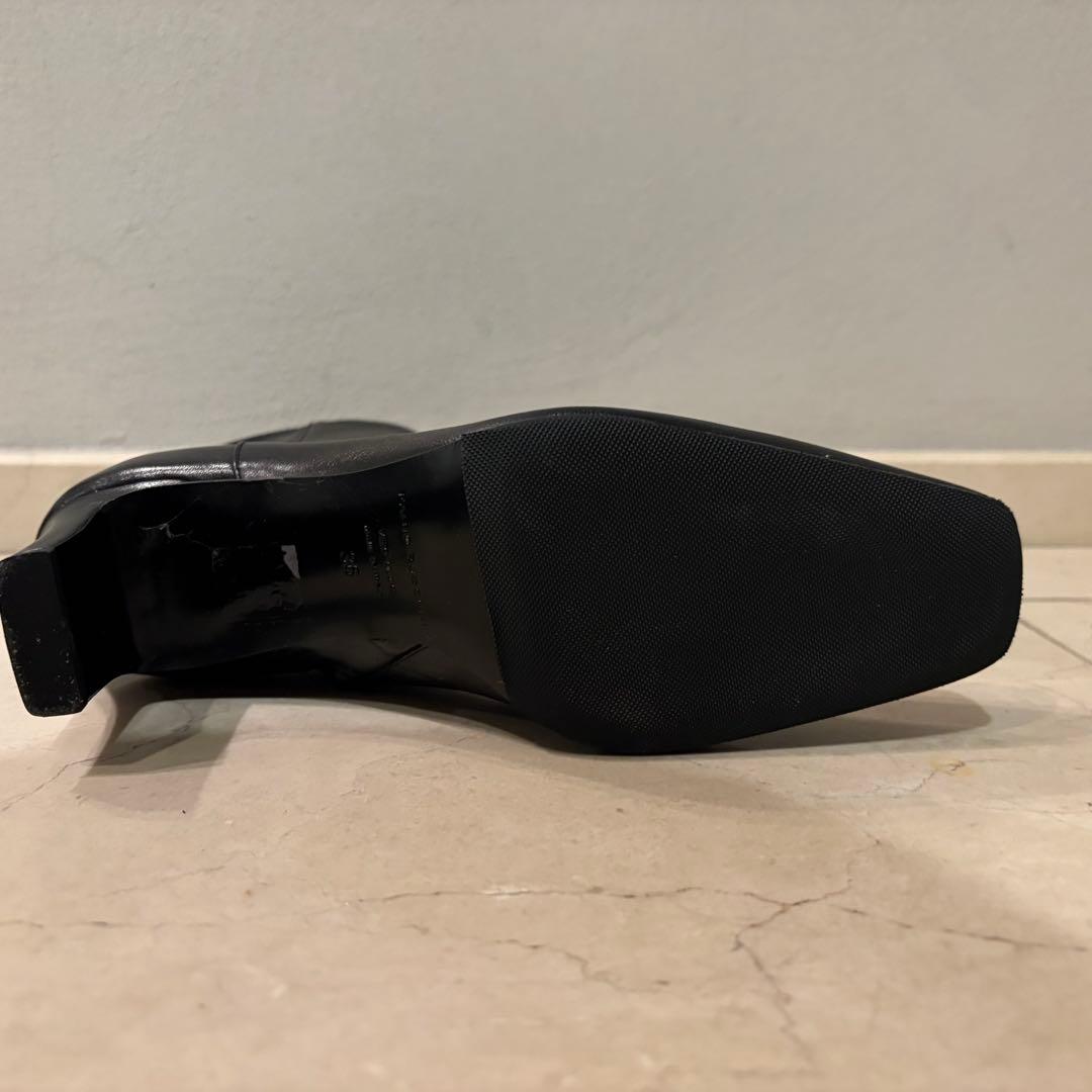 [新品未使用]ファビオルスコーニ　 ブーツ　ブラック　スクエアトゥ　23cm