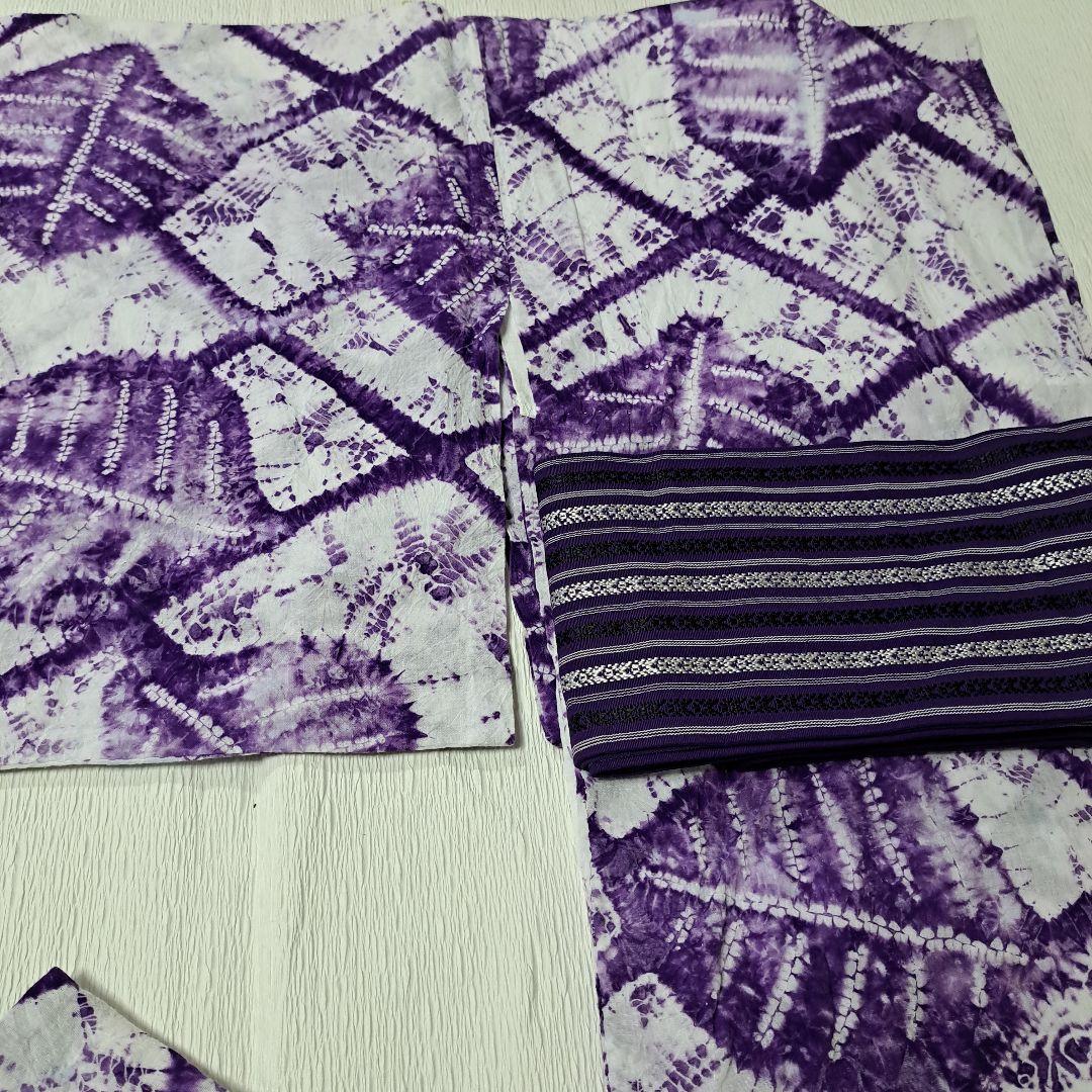 絞り浴衣 有松絞り 大きな葉っぱ 南部紫根染め