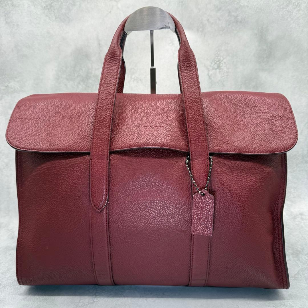 COACH コーチ ビジネスバッグ 2way レザー クロスボディ ボルドー