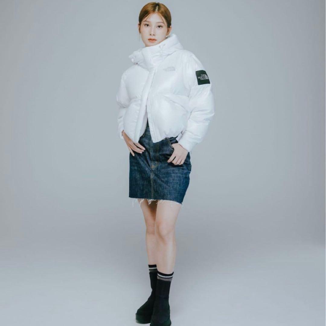 【韓国限定】ノースフェイス ショートダウン グロッシー ジャケット 白 M