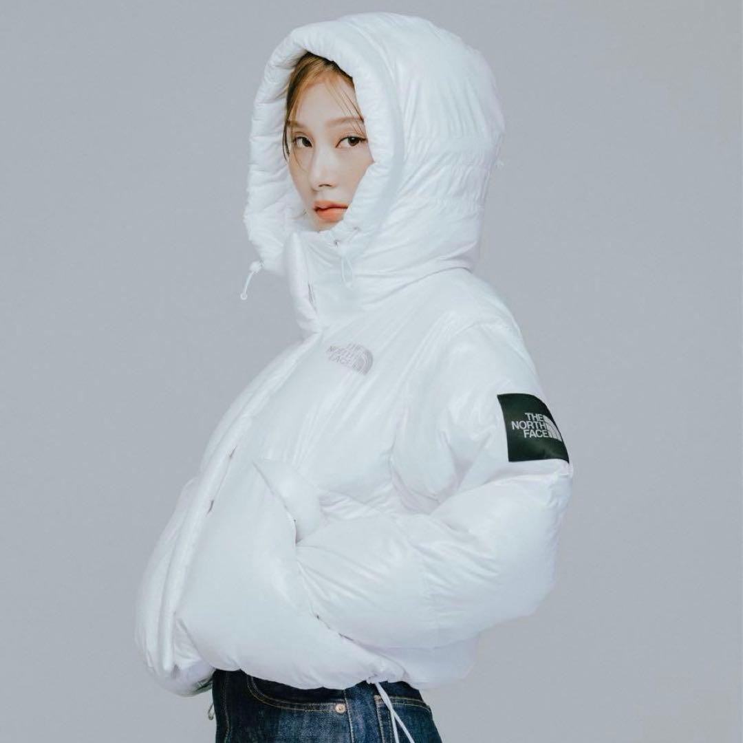 【韓国限定】ノースフェイス ショートダウン グロッシー ジャケット 白 M