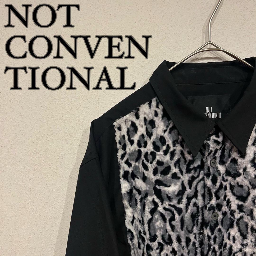 【美品】NOT CONVENTIONAL レオパード柄 長袖 シャツ 黒