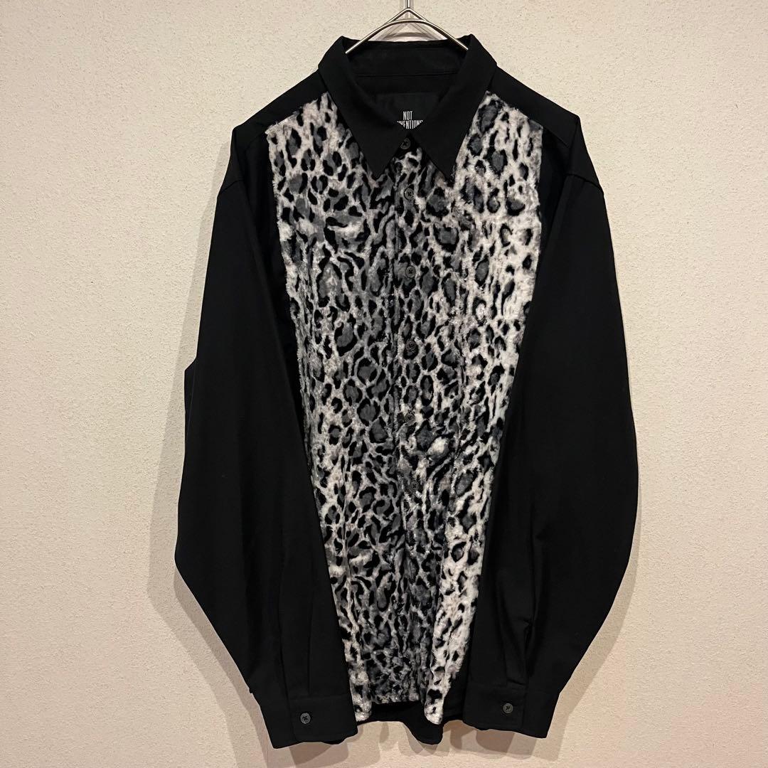 【美品】NOT CONVENTIONAL レオパード柄 長袖 シャツ 黒