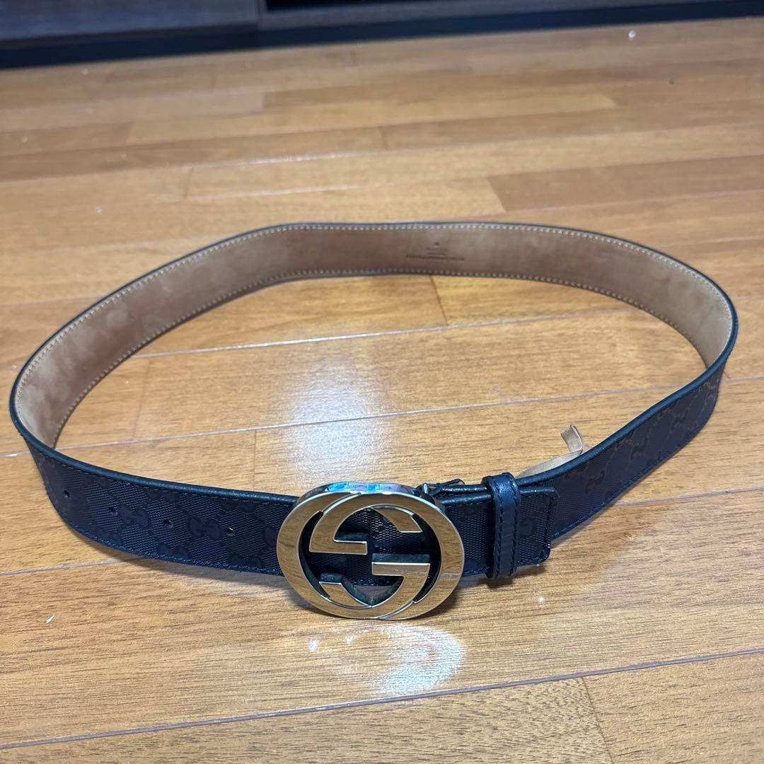 レア【GUCCI】インターロッキングG GGキャンバス ベルト