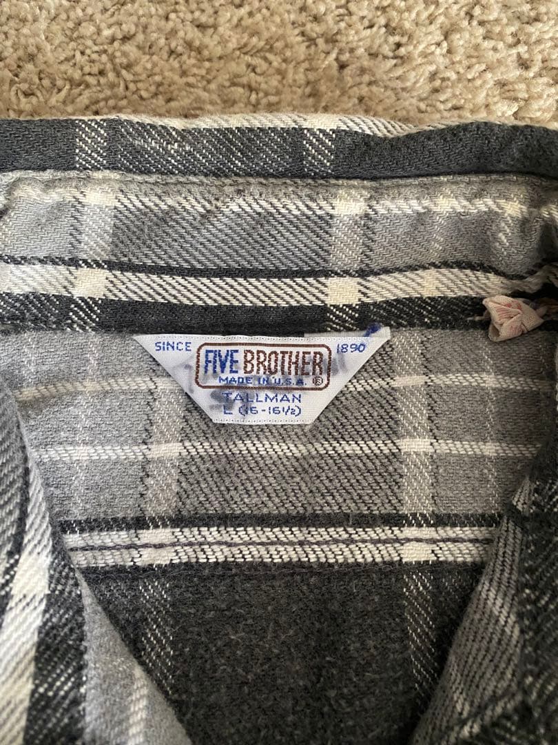 好配色　黒灰80s FIVE BROTHER ファイブラネルシャツ