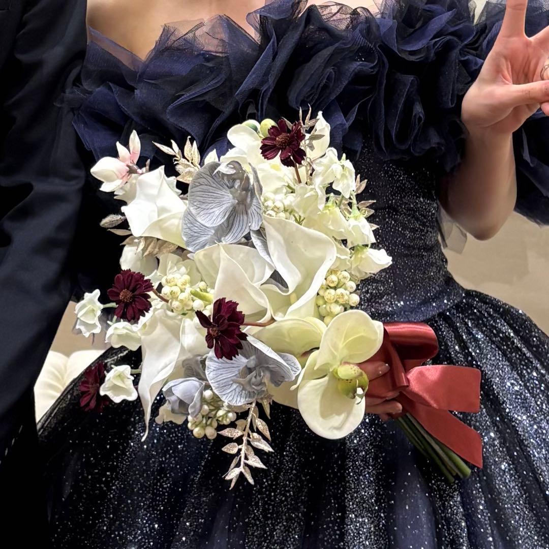 アーティフィシャルフラワー　ウェディングブーケ（ブートニア付き）