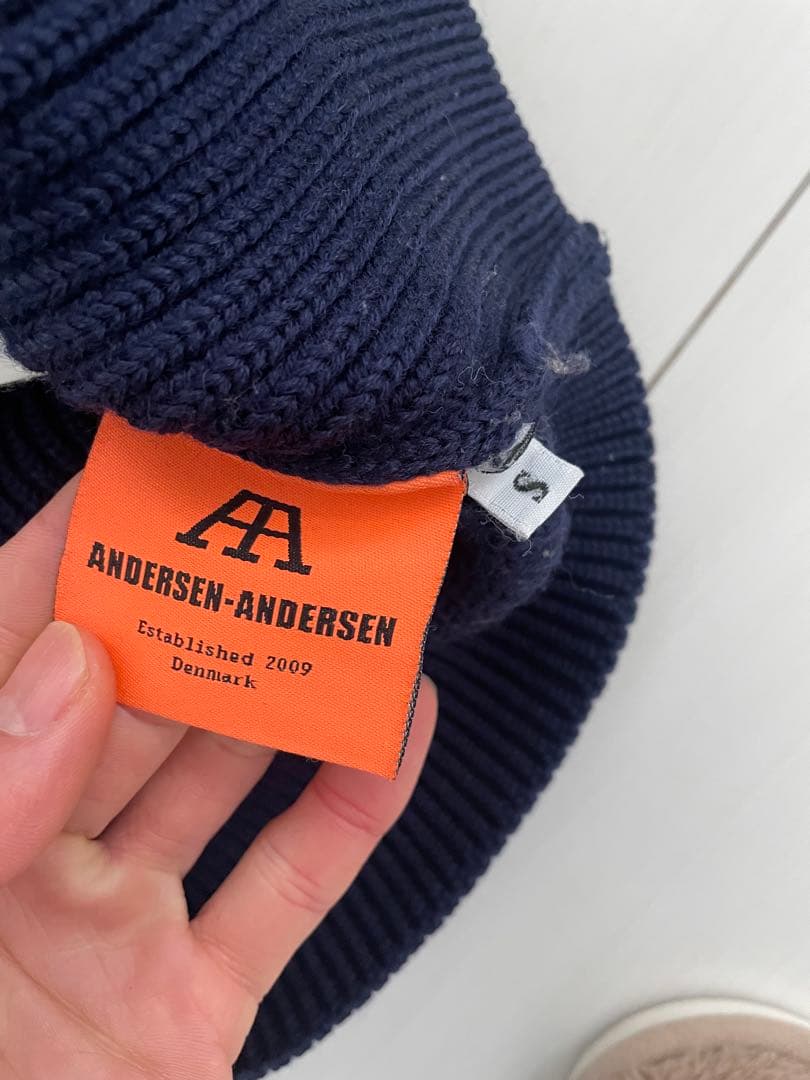 アンデルセンアンデルセン　モックネック　ネイビー　S 毛100%