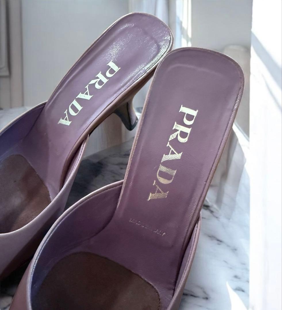 PRADAミュールサンダル パープル系 サイズ38 箱付き