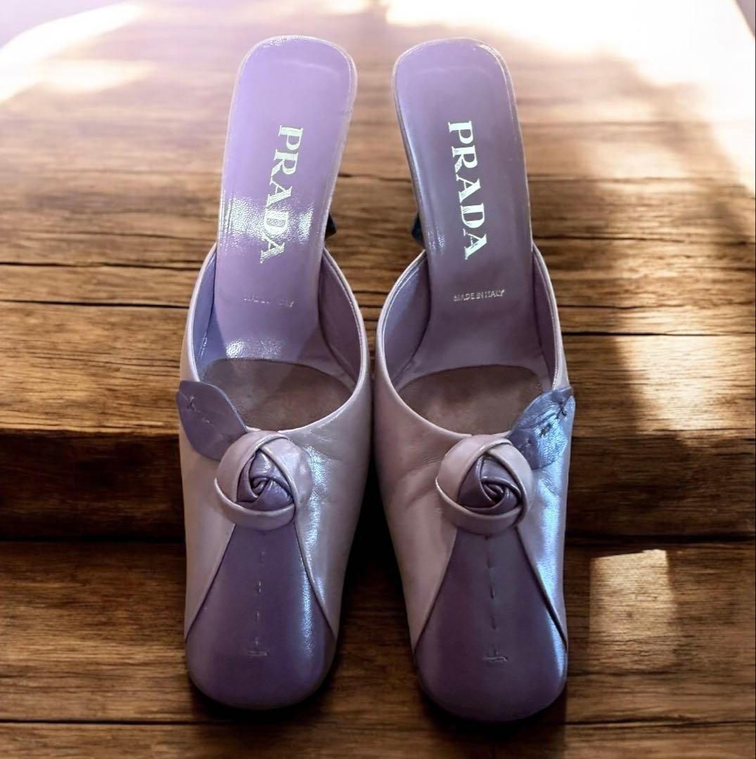 PRADAミュールサンダル パープル系 サイズ38 箱付き