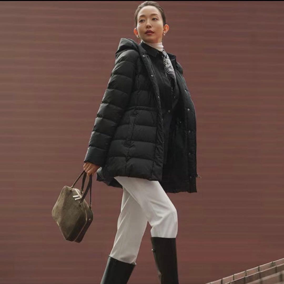 極美品☆23区シレータフタダウンコートミドル丈ダークブラウン