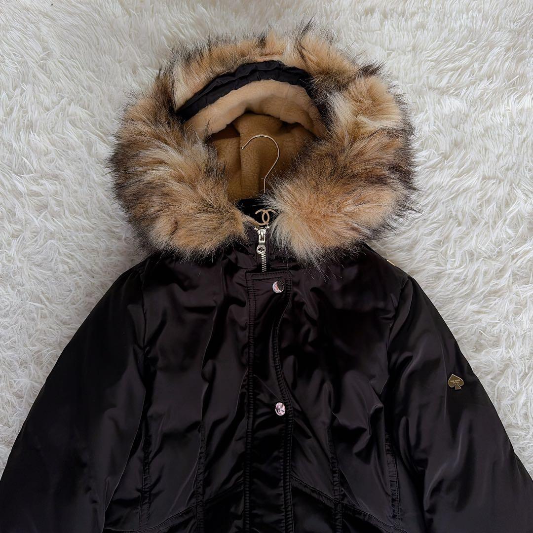 美品✨【ケイトスペード】フードファーロングダウンコート 2way ブラック S