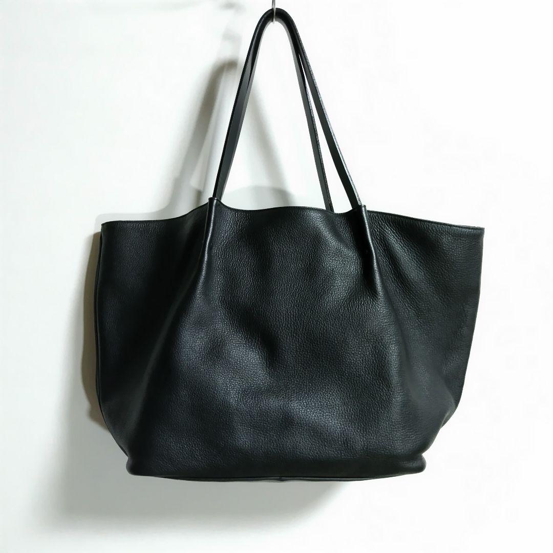 【美品】シュリンクレザー トートバッグ ブラック