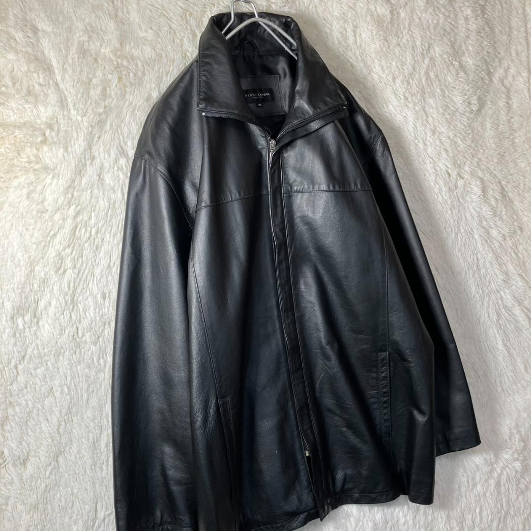 美品 ファーストダウン レザージャケット スタンドカラー XXXL 大きいサイズ
