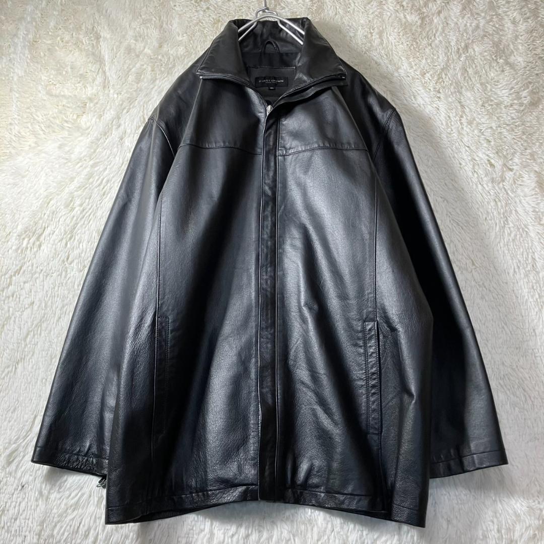美品 ファーストダウン レザージャケット スタンドカラー XXXL 大きいサイズ