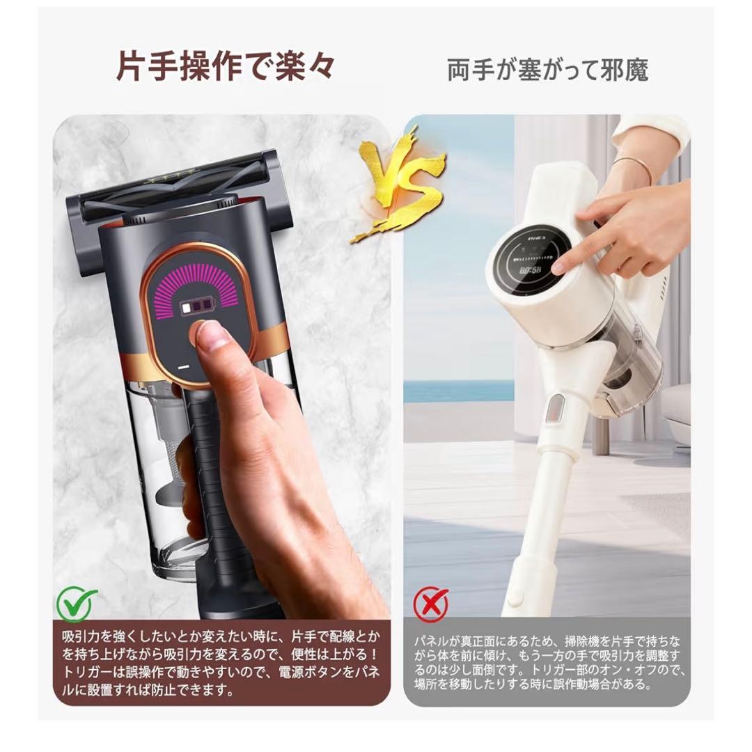 コードレス掃除機 90KPa 超強力550W 1.8kg 軽量 自立式 LED