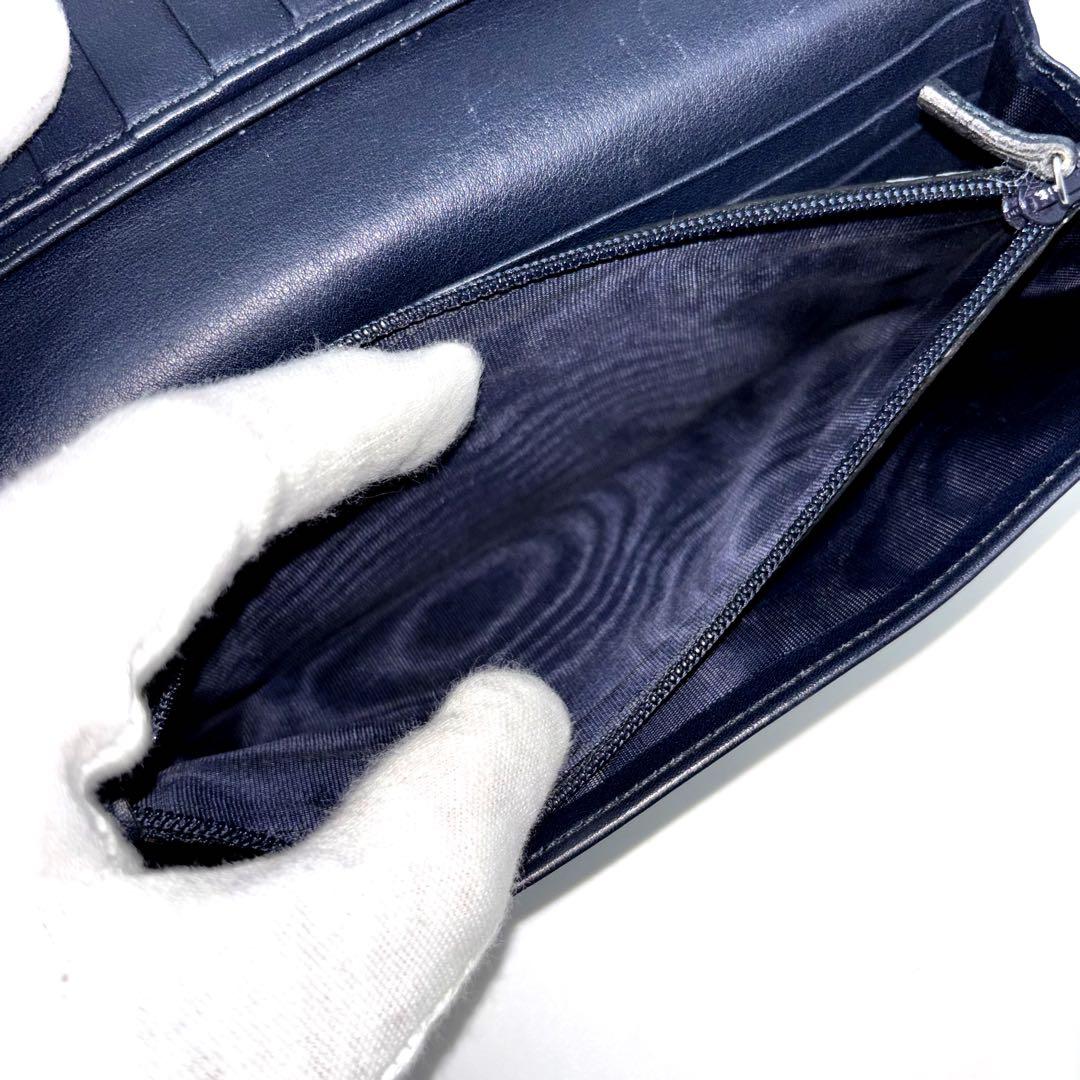 ✨美品✨　GUCCI 長財布　マイクロシマ　二つ折り　GG ネイビー　男女兼用