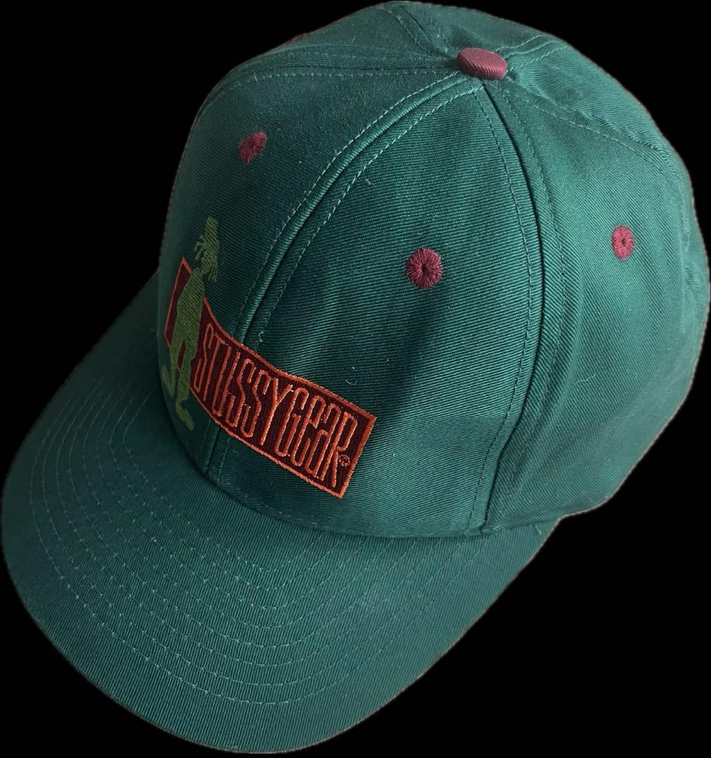 “アラドーナさま専用” stussy 刺繍ロゴ 6パネルキャップ 90s 緑