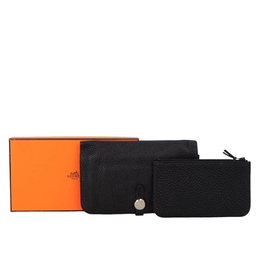 本物 超美品 ■エルメス■ドゴン GM ドゴン デュオ トゴ ブラック 長財布