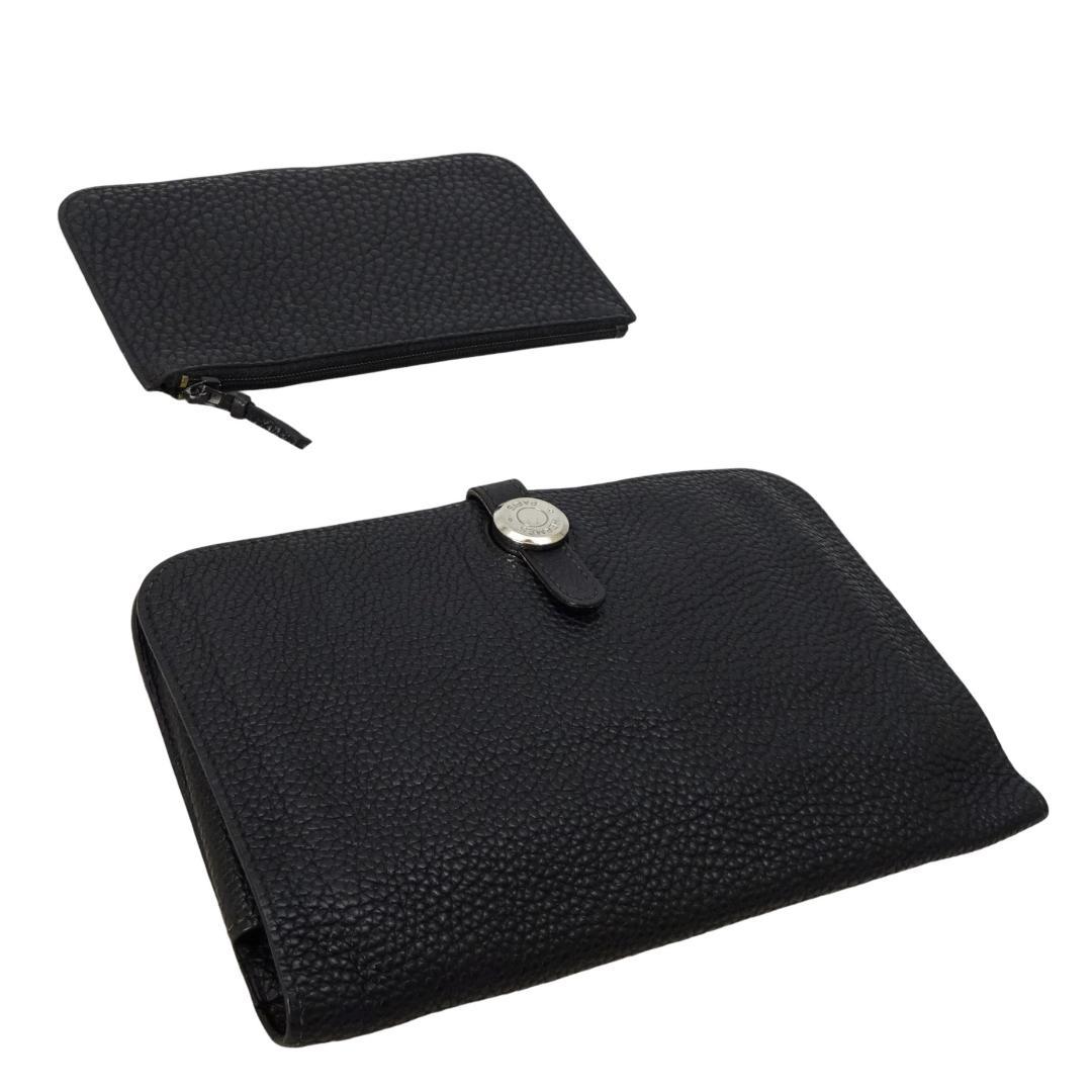 本物 超美品 ■エルメス■ドゴン GM ドゴン デュオ トゴ ブラック 長財布