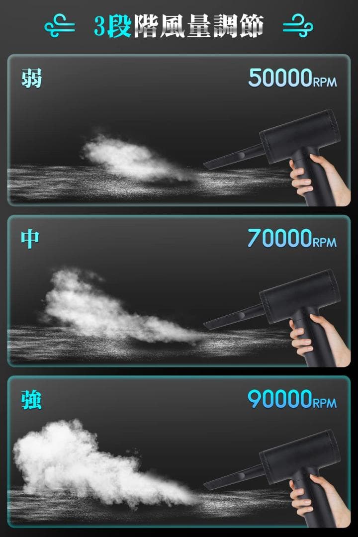 USB充電式 超強力電動エアダスター 多機能ノズル