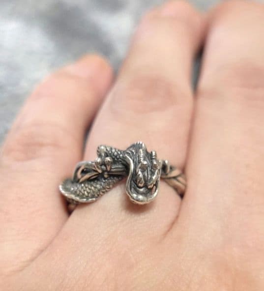 ☆かすう工房☆睡蓮リング&ドラゴンリング☆3点セット　花　龍　竜　和風