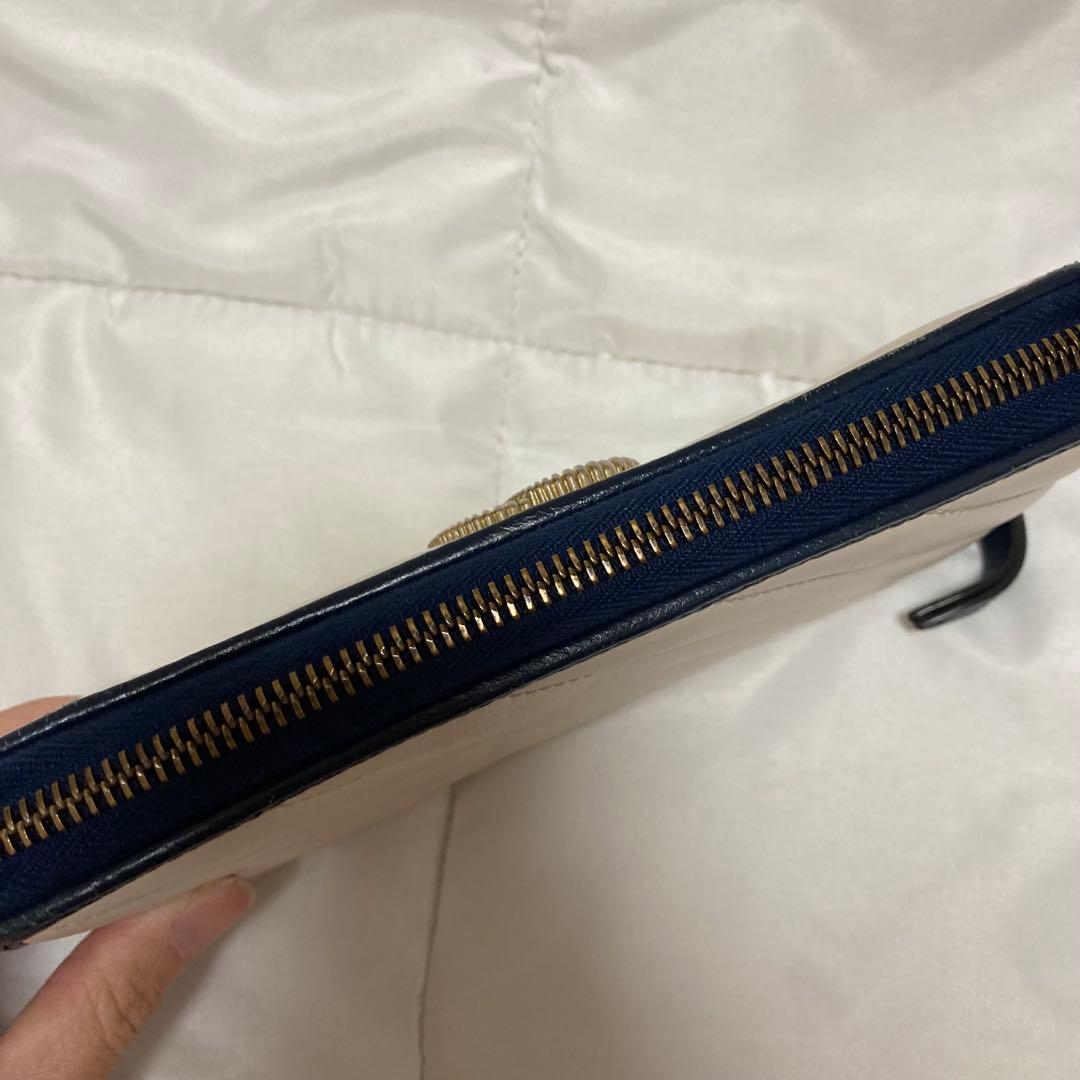 GUCCI レザー　グッチ　GGマーモント　ラウンドファスナー長財布　レザー