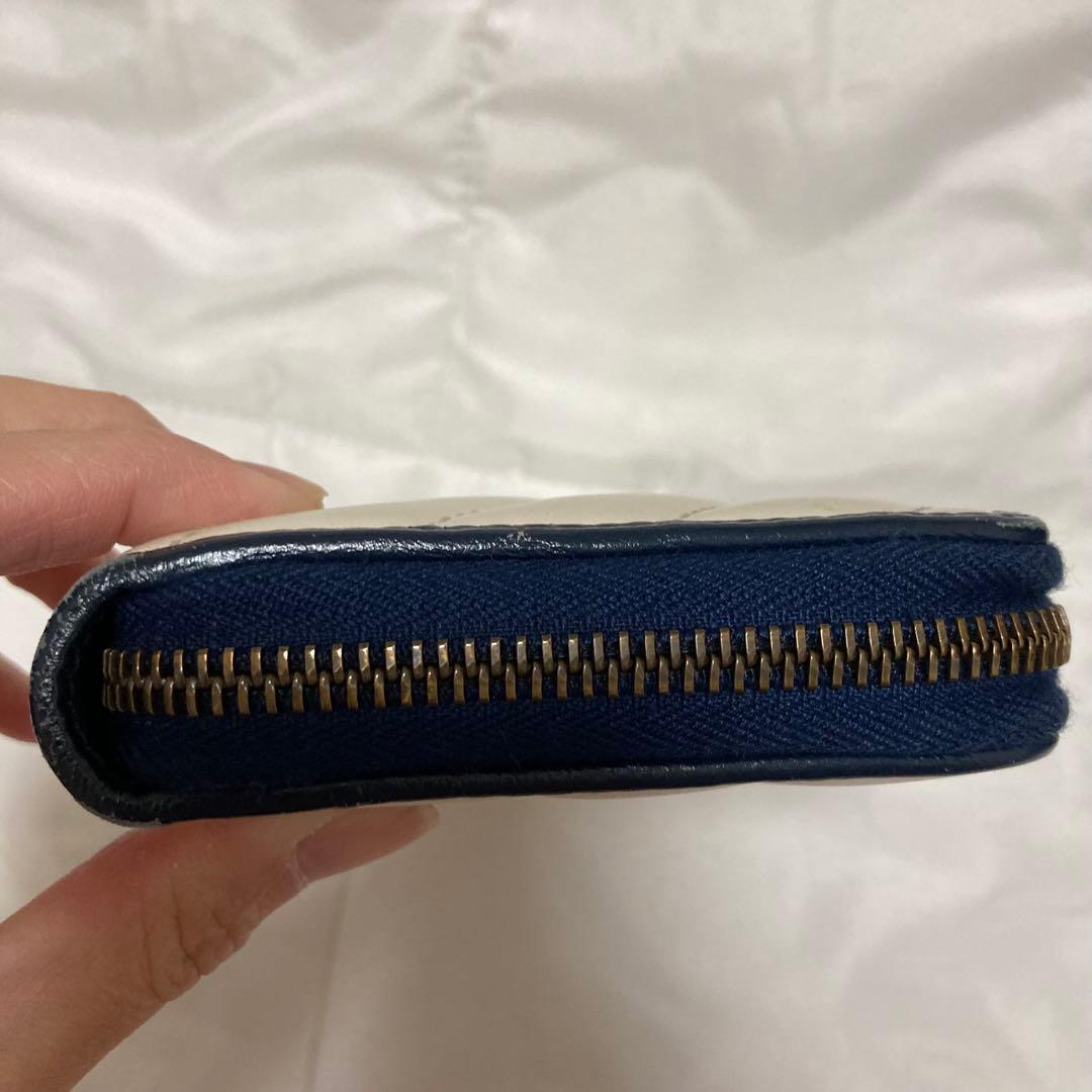 GUCCI レザー　グッチ　GGマーモント　ラウンドファスナー長財布　レザー
